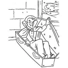Coloriage Vampire sortant de son cercueil la nuit