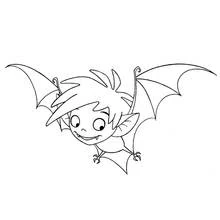 Coloriage Oscar chauve-souris volant ailes déployées