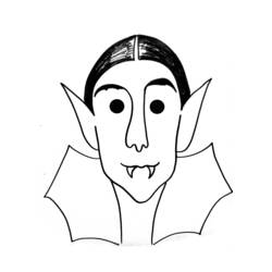 Coloriage Vampire avec oreilles pointues et col en ailes de chauve-souris