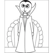 Coloriage Vampire souriant avec une longue cape