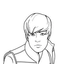 Coloriage Justin Bieber en portrait avec frange sur le côté