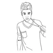 Coloriage Justin Bieber tenant un collier