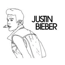 Coloriage Justin Bieber chantant sur scène