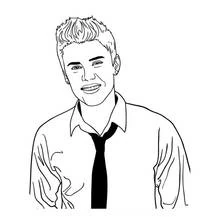 Coloriage Justin Bieber en chemise et cravate