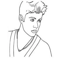 Coloriage Justin Bieber portrait avec cheveux décoiffés