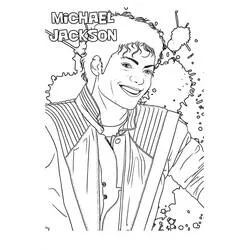 Coloriage Michael Jackson souriant en veste rayée