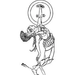 Coloriage Achille levant son épée dans un cercle
