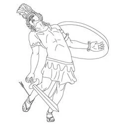 Coloriage Achille debout avec épée et bouclier