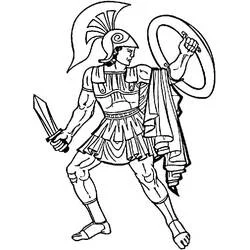 Coloriage Achille prêt pour le combat