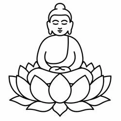 Coloriage Bouddha méditant sur une fleur de lotus