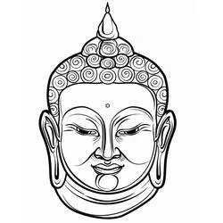 Coloriage Bouddha visage aux boucles en spirale