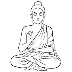 Coloriage Bouddha en mudra près d'un petit bol