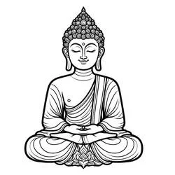 Coloriage Bouddha au chignon pointu et lobes allongés