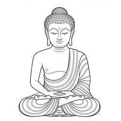 Coloriage Bouddha aux boucles et lobes détaillés