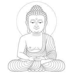 Coloriage Bouddha à la robe aux lignes fluides
