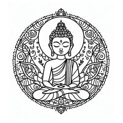 Coloriage Bouddha en méditation dans un cercle mandala