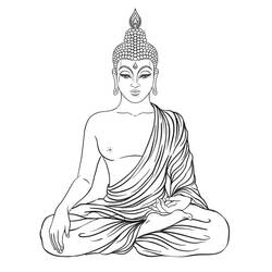 Coloriage Bouddha au chignon flamboyant