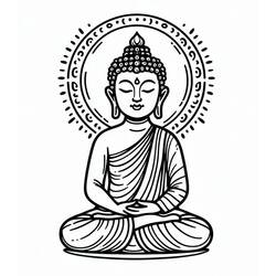 Coloriage Bouddha dans une auréole aux motifs pointillés