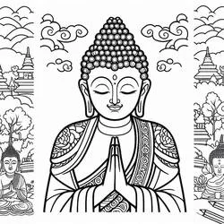 Coloriage Bouddha les mains jointes en prière