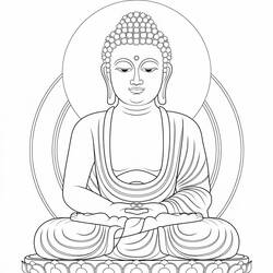Coloriage Bouddha en méditation avec auréole
