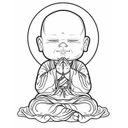 Coloriage Bouddha priant les mains jointes