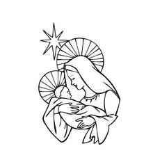 Coloriage Jesus enfant dans les bras de Marie