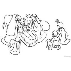 Coloriage Jesus dans la crèche de la Nativité