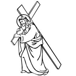 Coloriage Jésus portant sa croix