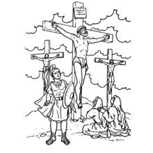 Coloriage Jesus crucifié sur la croix