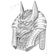 Coloriage Anubis tête de chacal avec coiffe égyptienne