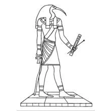 Coloriage Thot debout avec tête d'ibis et ankh