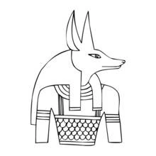 Coloriage Anubis à tête de chacal et collier large