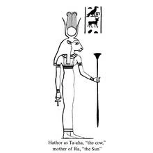Coloriage Hathor sous la forme de la déesse vache coiffée du disque solaire