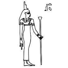 Coloriage Isis déesse égyptienne avec bâton et ankh