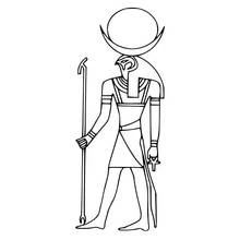 Coloriage Horus tenant un bâton et un ânkh