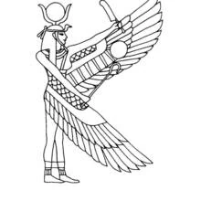 Coloriage Isis déesse égyptienne aux ailes déployées