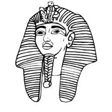 Coloriage Masque de pharaon avec coiffe rayée