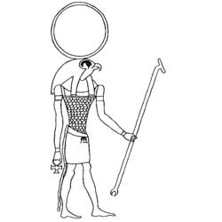 Coloriage Dieu égyptien à tête de faucon avec sceptre