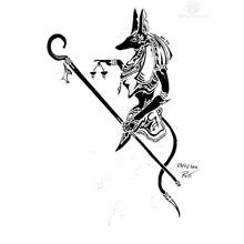 Coloriage Anubis tenant un bâton et une balance