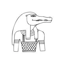Coloriage Sobek le dieu crocodile debout avec un pagne écailleux
