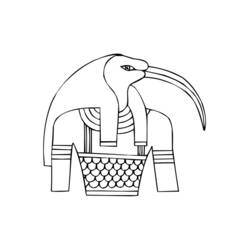 Coloriage Thot avec une tête d'ibis en posture traditionnelle