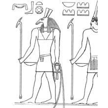 Coloriage Seth et un pharaon tenant des sceptres