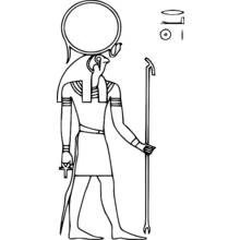 Coloriage Horus avec disque solaire et sceptre