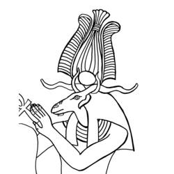 Coloriage Khnum tenant un symbole ankh