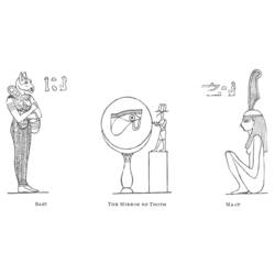 Coloriage Bastet, le Miroir de Thot et Maât