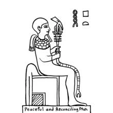 Coloriage Ptah assis tenant son sceptre