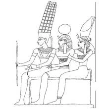 Coloriage Dieux égyptiens assis ensemble sur un trône