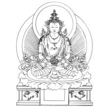 Coloriage Bouddha sur un socle à deux chevaux