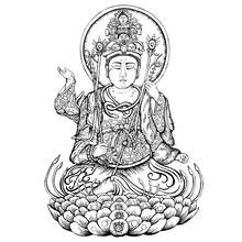 Coloriage Bouddha assis sur une fleur de lotus