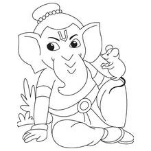 Coloriage Ganesh avec sa souris compagne